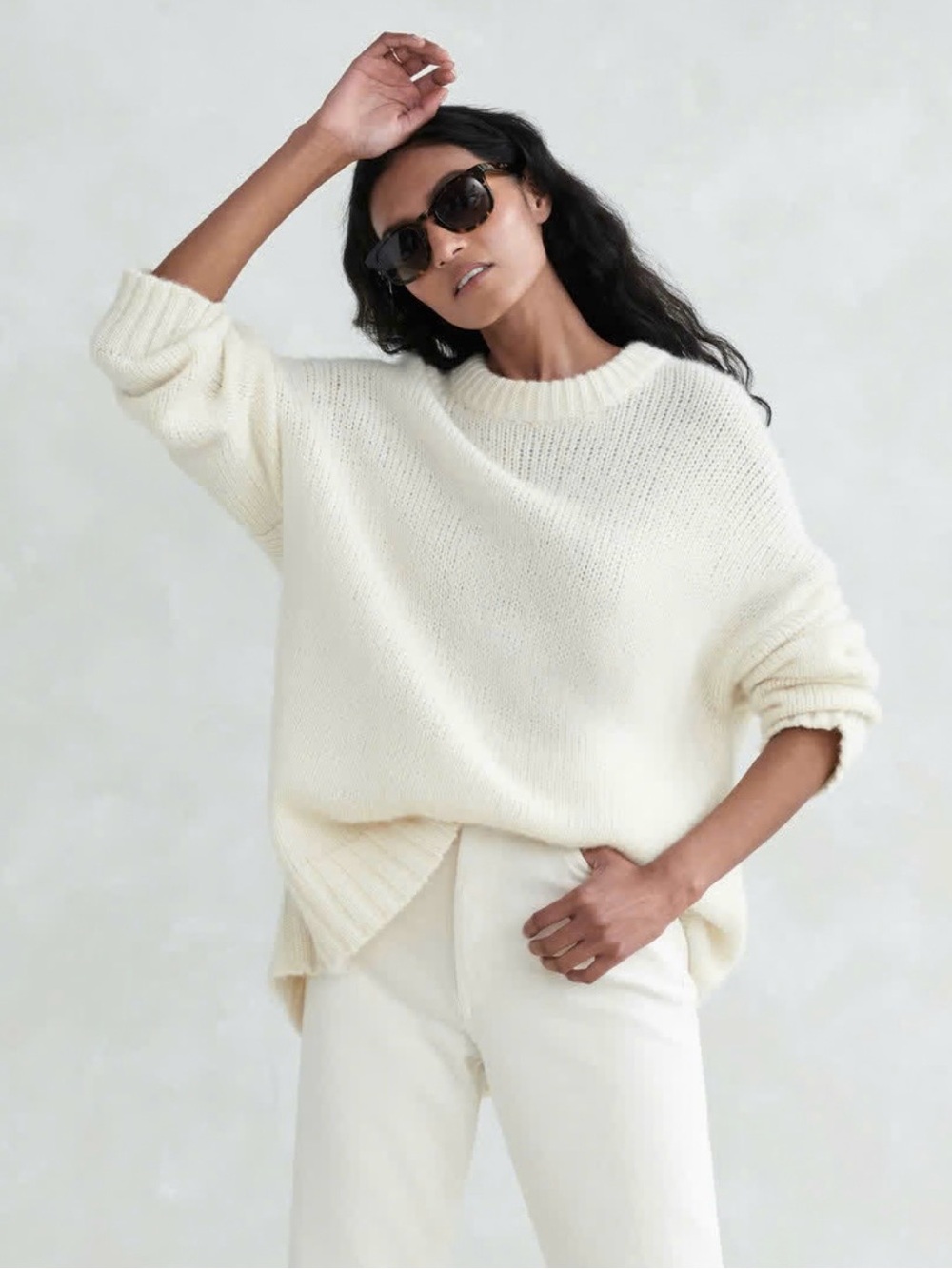 Jenni Kayne Cream Alpaca Cocoon Crewneck Sweater